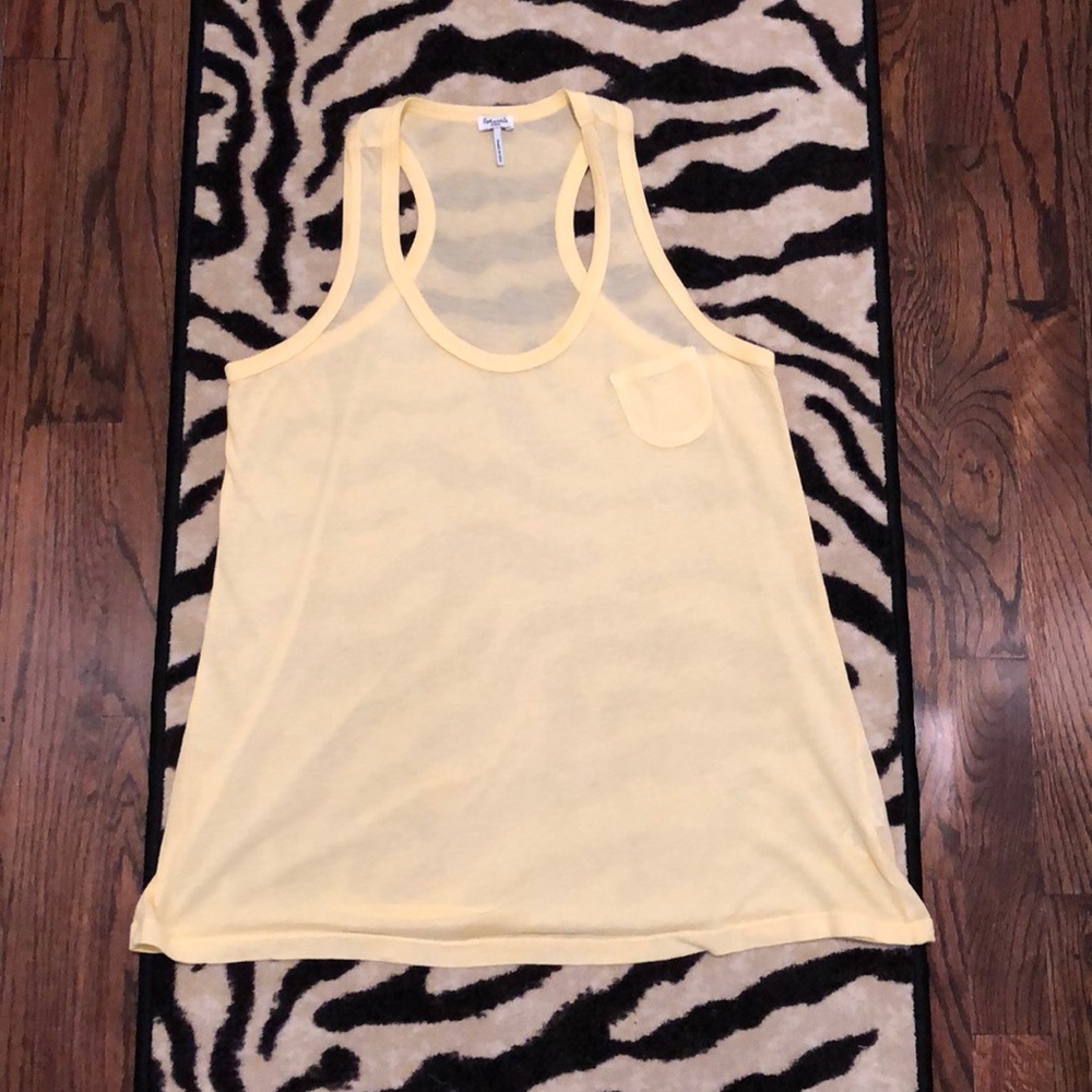 Splendid yellow racer-back tank w/front pocket - S